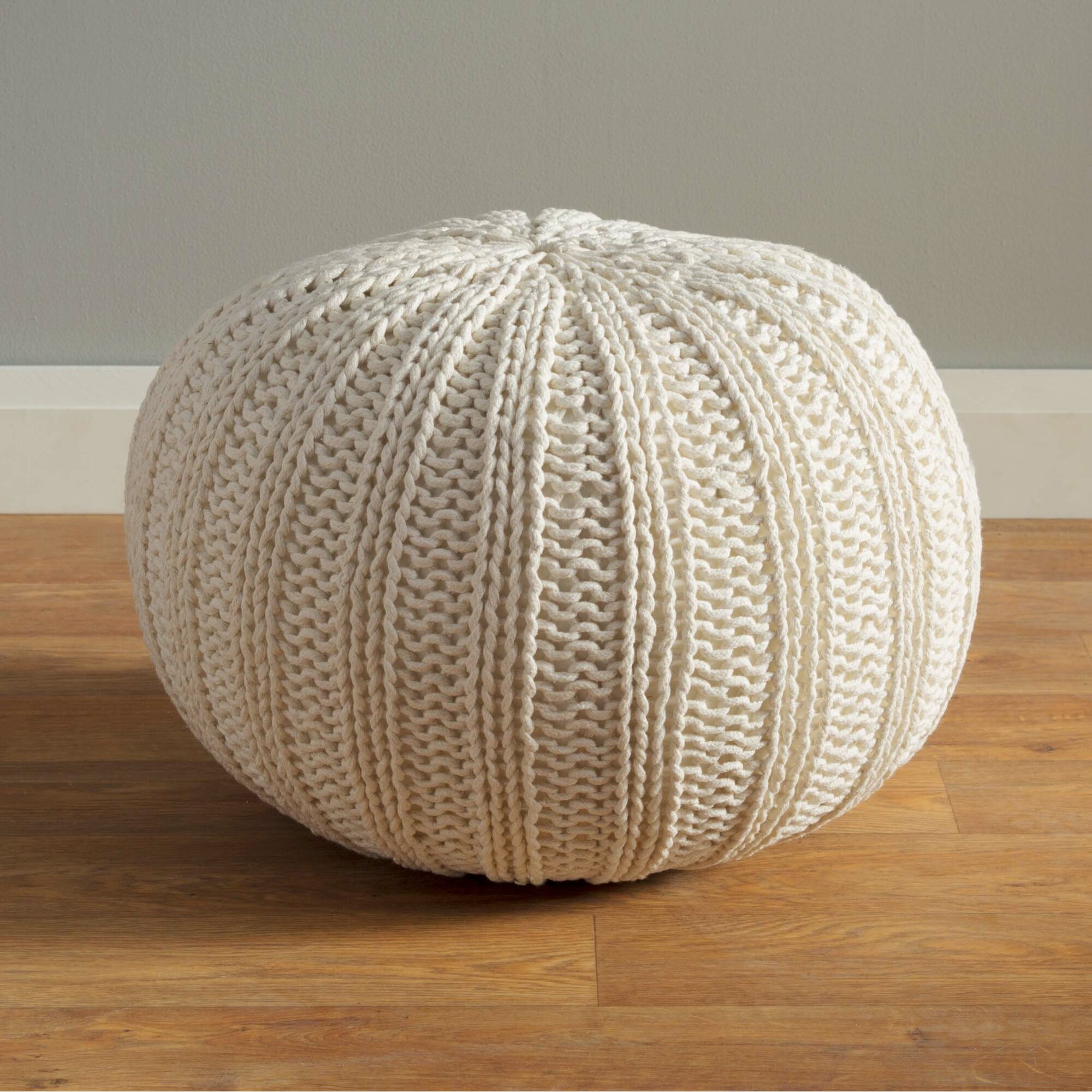 Canala Hand Knitted Traditional Pouf Ottoman & Reviews Birch Lane